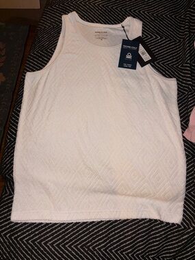 Kenneth Cole Men’s Techni-Cole Diamond-Textured Tank Top Off-White Medium